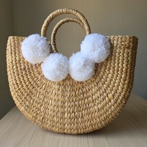Sea And Grass Camryn White Pom Pom Bag